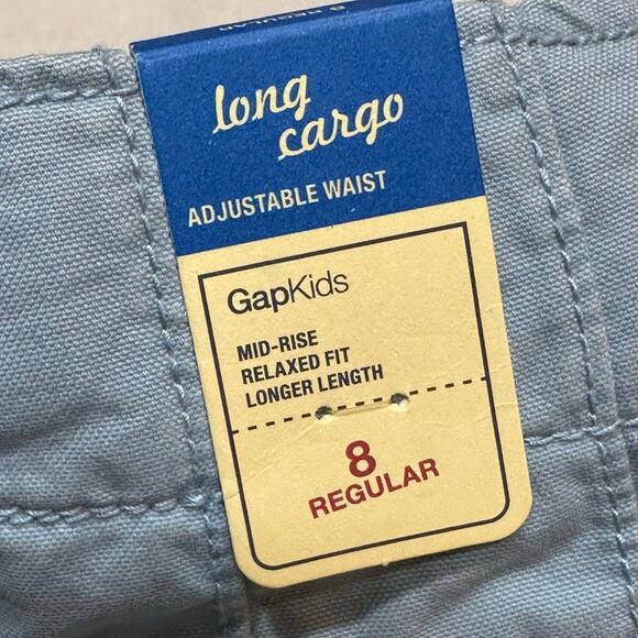 NEW Gap Kids Blue Cargo Shorts sz 8 Mid-Rise Relaxed Fit Longer Length Shorts - Picture 2 of 8